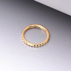 Implant Grade Titanium Golden Pyramid Studded Geometric Clicker Ring - 10mm